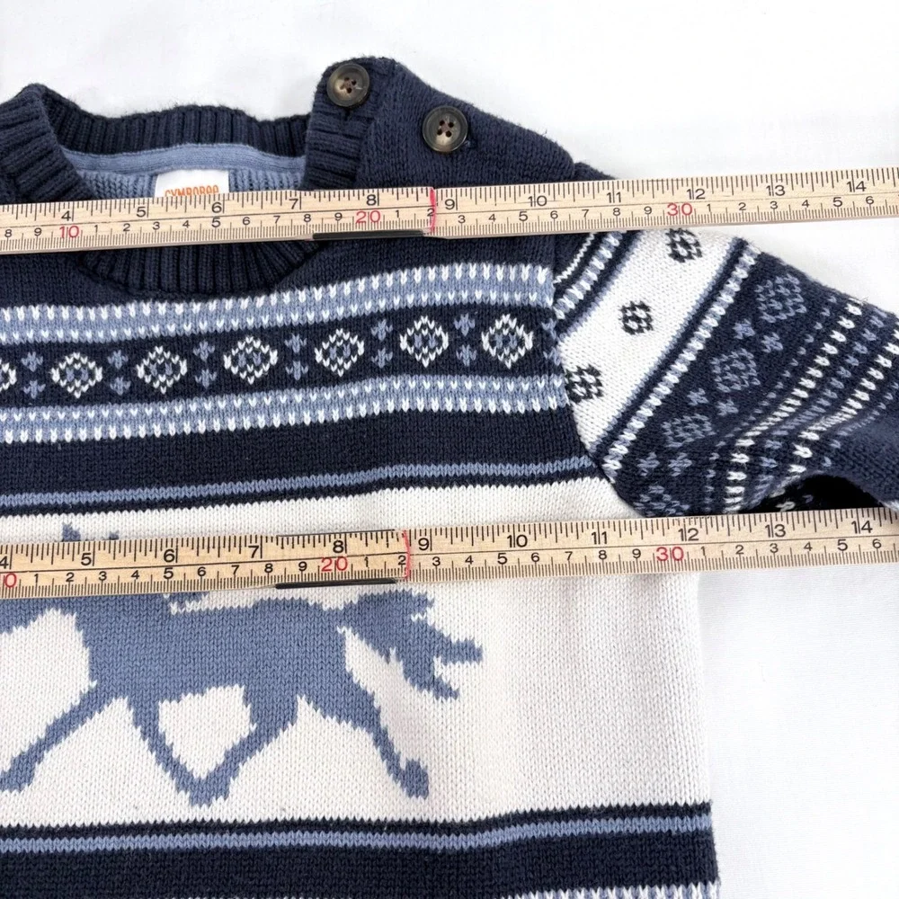Gymboree Sweater Navy Blue‎ Horse Fair Isle Knit Cotton Kids 4T 7000444